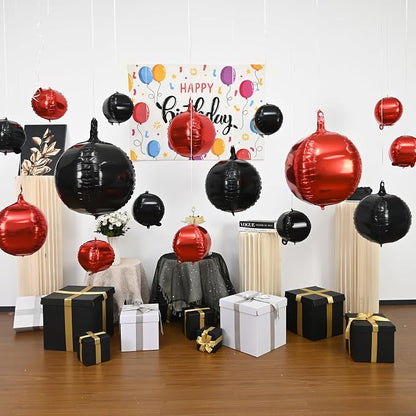 Black Red Round Foil Balloons - Image 4