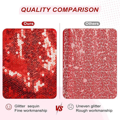 PartyDelight Red Sequin Backdrop 10x10ft Sparkly Photo Curtain | 4 Inch Rod - Image 4