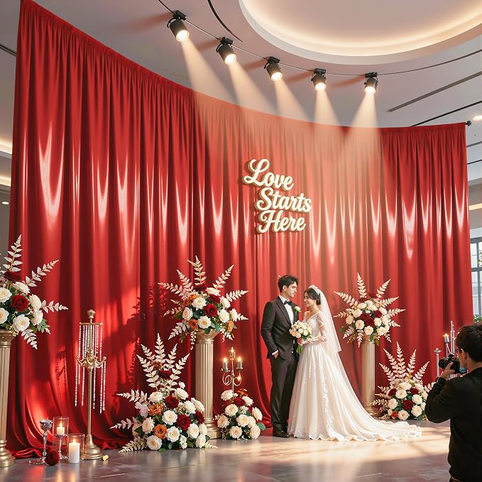 40x10ft Red Glitter Backdrop Curtain - Image 2