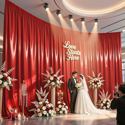 40x10ft Red Glitter Backdrop Curtain - Image 2