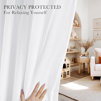 PONY DANCE White Curtains, 52 W by 84 L, Pure White, 2 Pieces | Double Layer - Image 3
