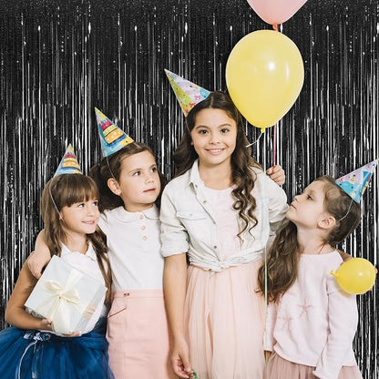 5 Pack Black Foil Curtain Backdrop 3.2ft x 9.8ft Metallic Tinsel Foil Fringe - Image 5