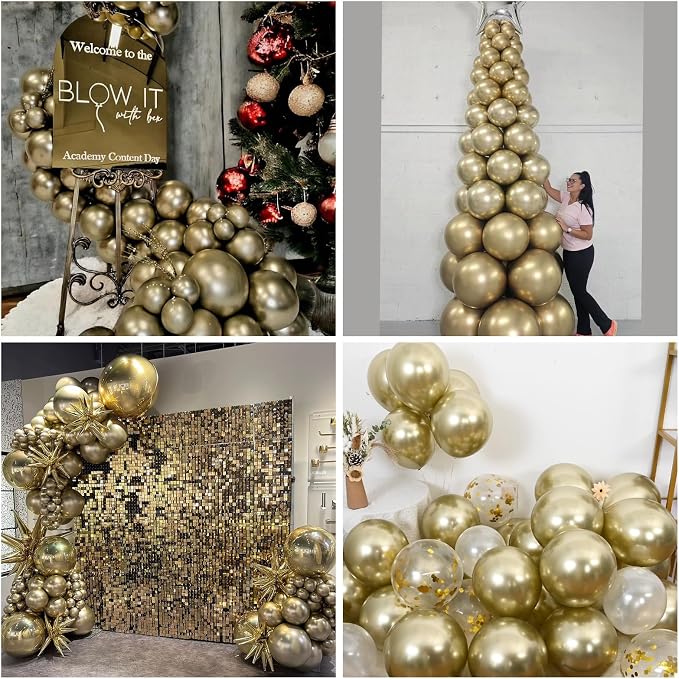 Jobkoo Metallic Gold Balloons, 12Inch Chrome Light Gold Balloons 30Pcs - Image 5