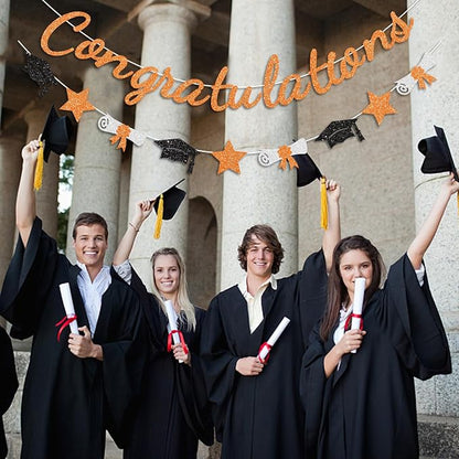 Congratulations Banner Orange and Black Graduation Decorations Class of 2026 - Image 4