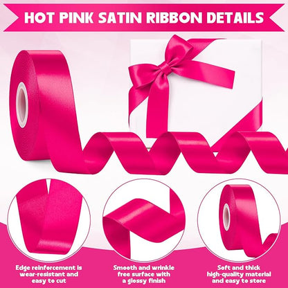 1In 30Yards Rose Red Fabric Ribbon - Image 3