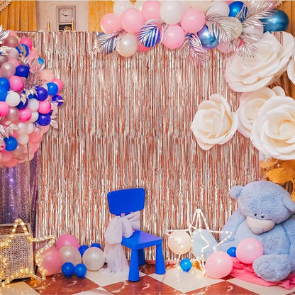 Crosize 4 Pack Rose Gold Party Streamers Backdrop, 3.3 x 9.9 ft | Tinsel Foil - Image 5