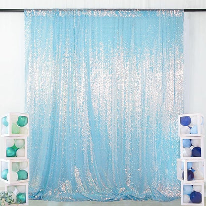 ShinyBeauty 7x7FT Iridescent Aqua Sequin Backdrop - Image 2