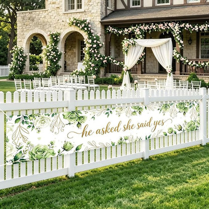 She Said Yes Banner Engagement Decorations by WETDNGQI