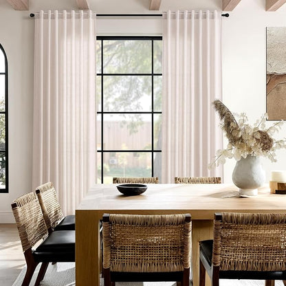 Natural White Linen Curtains 84 Inch Length - Image 8