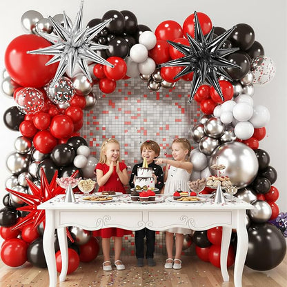 RUBFAC Red and Black Balloon Arch Kit 140pcs | Red Black and Metallic Silver - Image 6