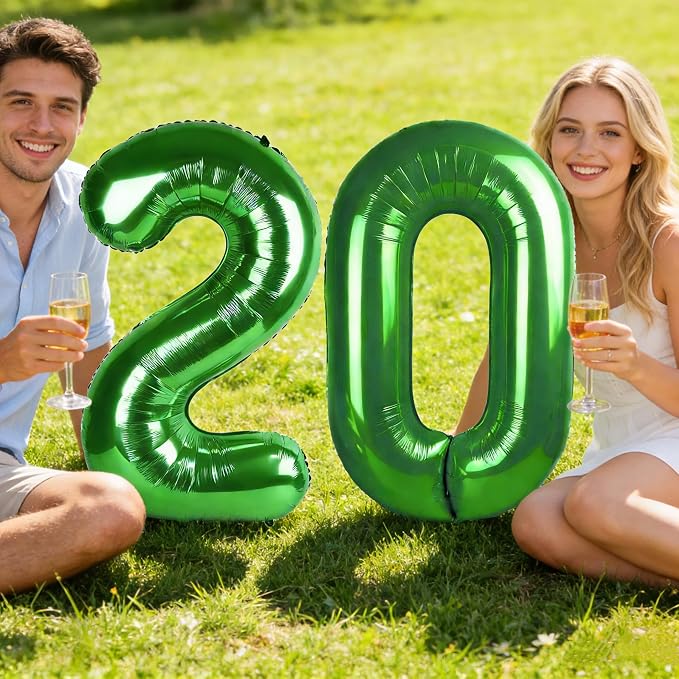 Number 20 Balloons Dark Green 40 Inch - Image 2