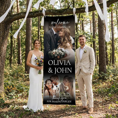 Personalized Linen Wedding Welcome Banner - Image 4
