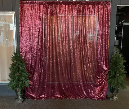 ShinyBeauty Burgundy Sequin Sparkling Backdrop 10x10FT | Photographic Glitter - Image 2