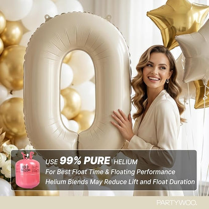 PartyWoo Number Balloons 40 Inch White Number 0 Kit 25pcs - Image 5