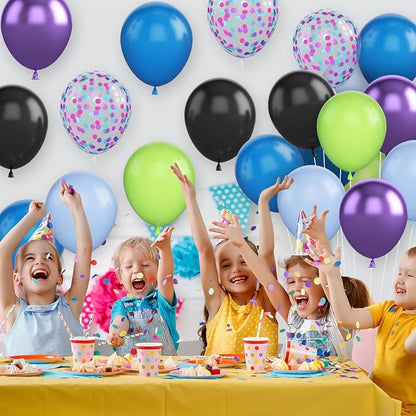 Green Purple and Blue Balloons, 12 Inch Purple Green and Black Balloons Purple - Image 4