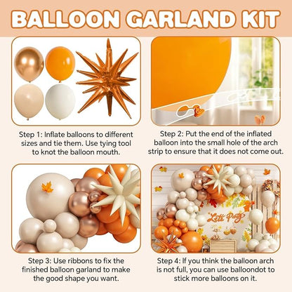 Fall Orange Nude White Balloons Garland Arch Kit - Image 8