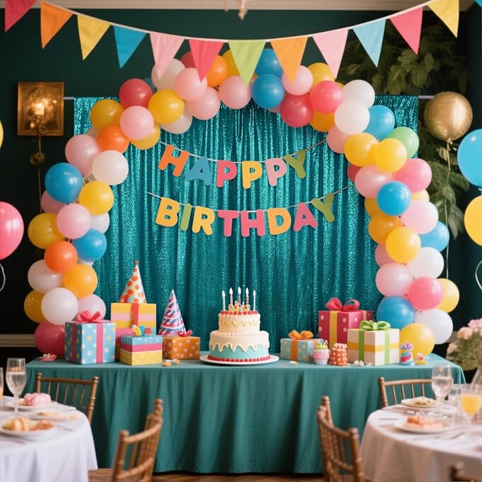 SquarePie 6x8ft Teal Sequin Backdrop, High Density Non-Transparent Glitter - Image 4