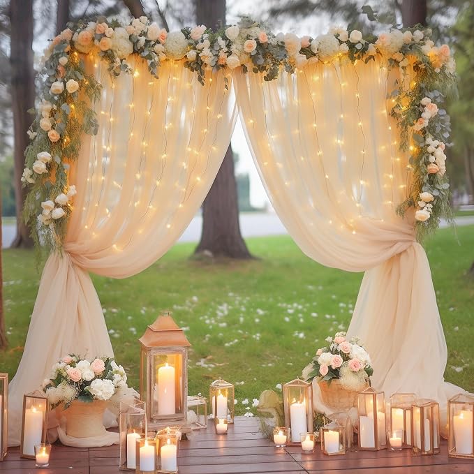 20x10ft Champagne Tulle Backdrop Curtain - Image 8