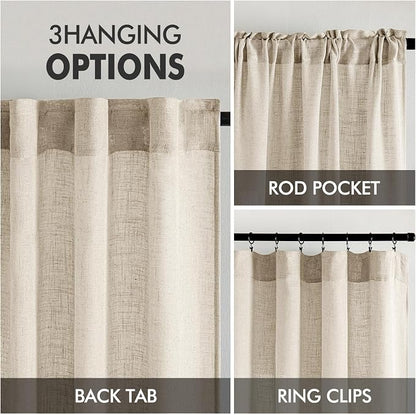 MIULEE Beige Linen Curtains 52x96 Inch 2 Panels - Image 3