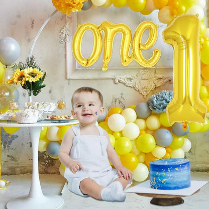 2 Pcs One Balloon Set, 40 Inch Number 1 Balloon and 41 Inch Script Letter One - Image 4