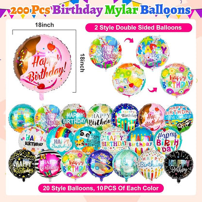 100 Pcs Happy Birthday Balloons, 18IN Round Birthday Mylar Foil Balloon | Party - Image 5