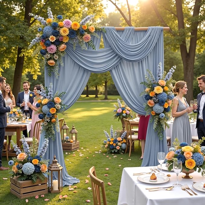 50ft×12ft Wrinkle Free Dusty Blue Backdrop Curtain - Image 5