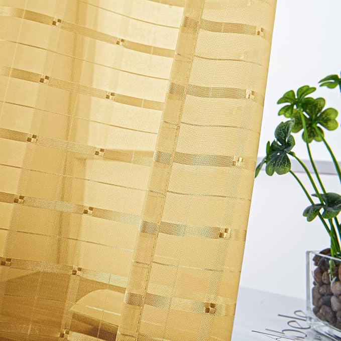 SpaceDresser Check Sheer Curtains 54 Inches Long - Image 2
