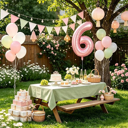 TONIFUL 40 Inch Pastel Pink Number 6 Balloons Large Foil 6th Birthday Decor | - Image 6