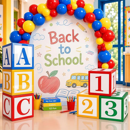 OLANRUN Back to School Decorations, Cartoon Back to School Balloons Backdrop by OLANRUN