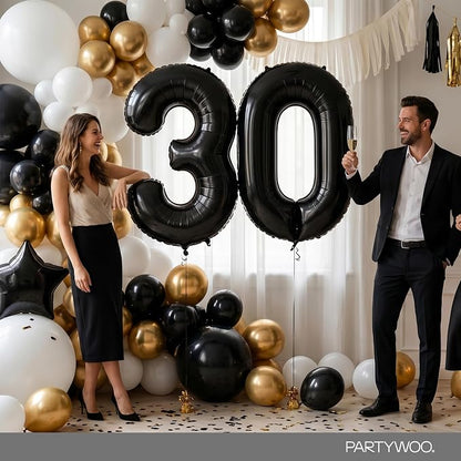 PartyWoo Number Balloons 40 Inch Black Number 30 Kit 33pcs - Image 4