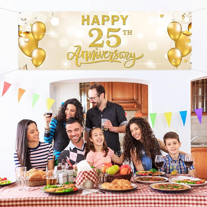 Large Happy 25th Anniversary Banner Twenty-one Themed Garden Backdrop Banner - Image 6