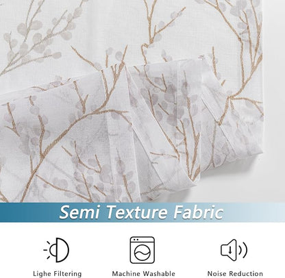 MYSKY HOME Brown Sheer Curtains 84 inches Long - Image 3