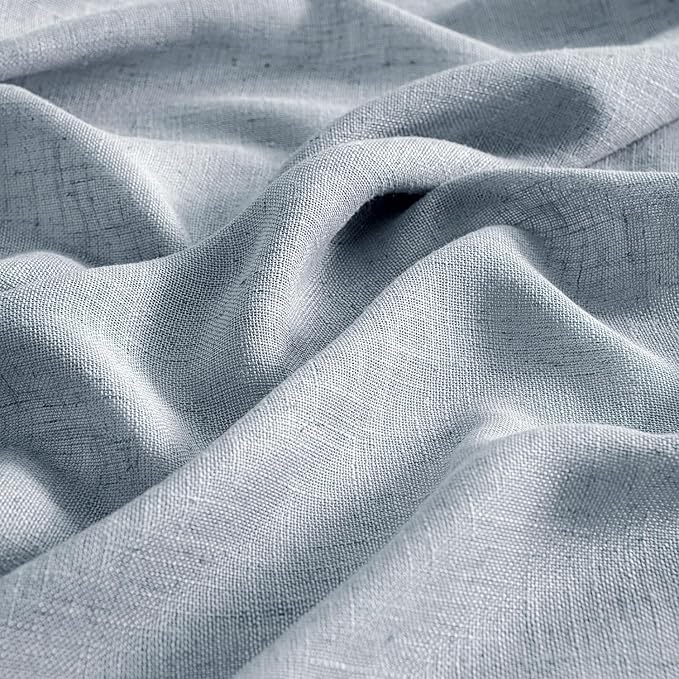 MIULEE Chambray Blue Linen Curtains 52x84 Inch Long - Image 4