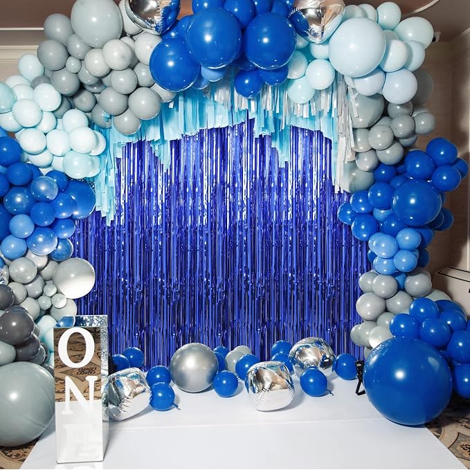 Crosize 4 Pack Dark Blue Party Streamers Backdrop, 3.3 x 9.9 ft | Tinsel Foil - Image 5
