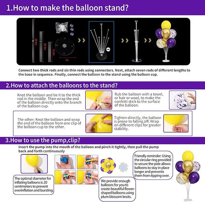 4 Sets Purple Gold Yellow Balloons Stand Kit - Image 4