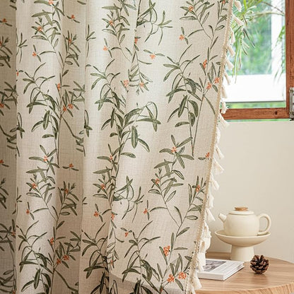 ENJOYBRIDAL Floral Curtains 96 Inch Long Semi Sheer Boho Drapes - Image 5