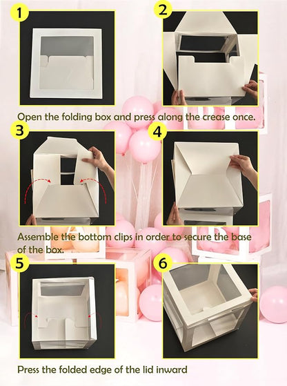 White Transparent Balloon Boxes, Balloon Box Blocks Backdrop - Image 6