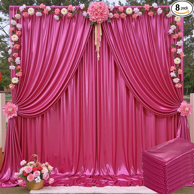 40x10ft Shimmer Hot Pink Sequin Backdrop Curtain by LeegleriTableSkirt