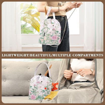 Yarn Bag Small Crochet Bag Drawstring Yarn Storage Organizer Knitting Project - Image 5
