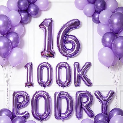 2 Set 20 Pcs Number Balloons 16 Inch Purple 0-9 Number Mylar Foil Balloons - Image 4