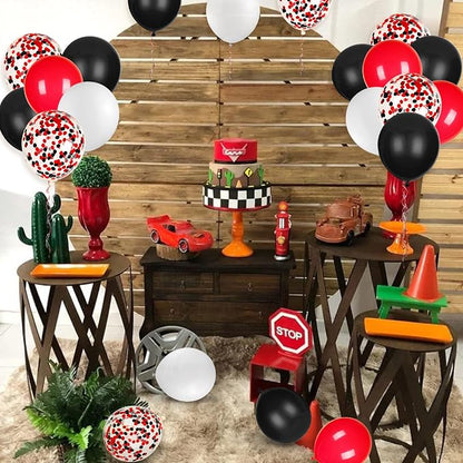 80Pcs Red White and Black Latex Balloons - Image 5