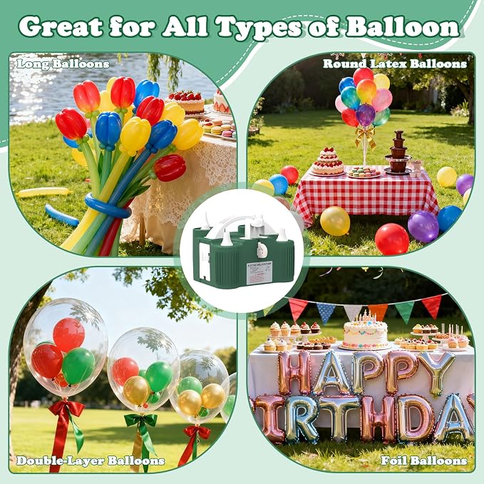 AXHJ Electric Balloon Pump, Portable Electric Air Balloon Pump Dual Nozzle Air - Image 5