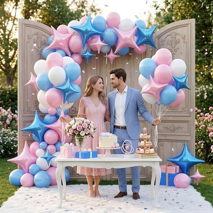 Pink Blue Star Balloons, 26 Inch and 10 Inch Pink Stars Shaped Balloon - Image 7
