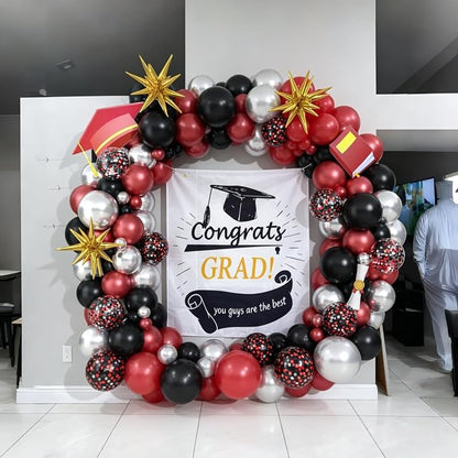 Red and Black Balloon Arch Garland Kit, Graduation Party Decorations, Burgundy - Image 5