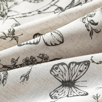 Black Floral Linen Curtains Farmhouse Rod Pocket 50W X 96L 2 Panels | Charlotte - Image 6