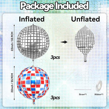 6pcs 22 Inch Colorful Disco Ball Balloons - Image 2