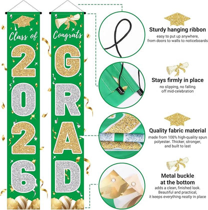 Graduation Decorations 2026, Class of 2026 Banner Congrats Grad | Porch Sign - Image 3