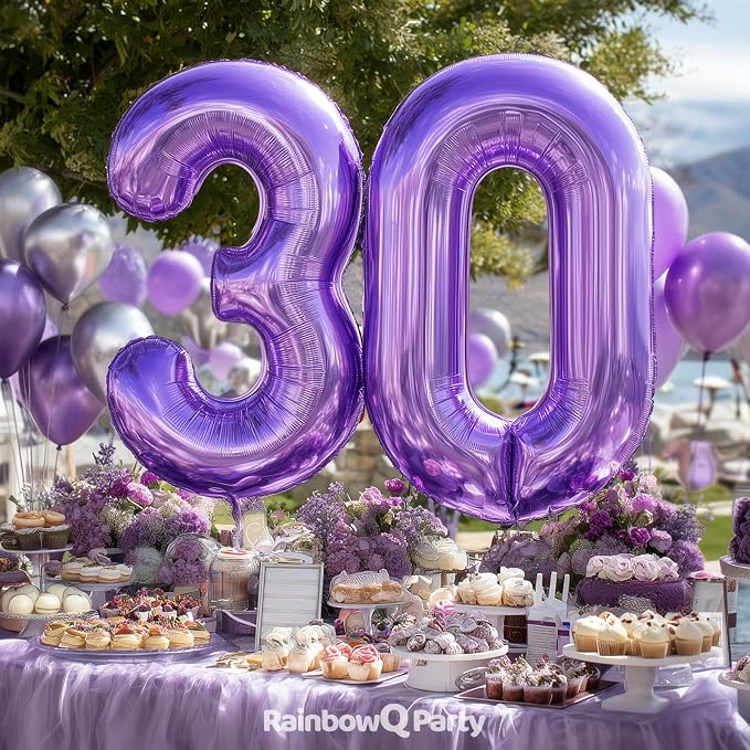 RainbowQ Purple 0 Balloon Number 40 Inch 0-40 Foil Large Balloons | Big Mylar 0 - Image 2