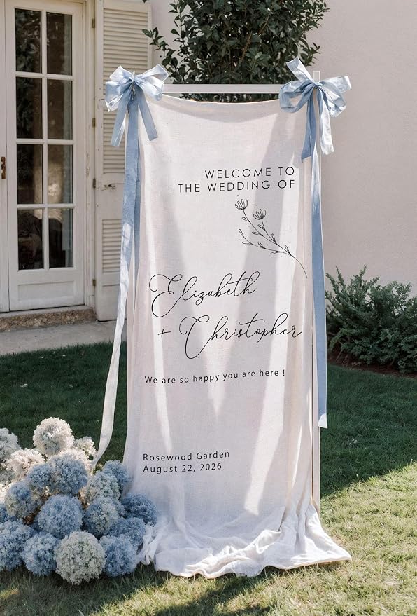 Personalized Linen Wedding Sign - Image 2