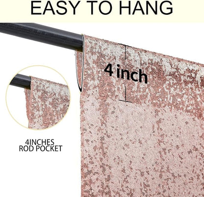 4×8FT Rose Gold Sequin Backdrop Curtain, Photography Backdrop Glitter Curtains - Image 5